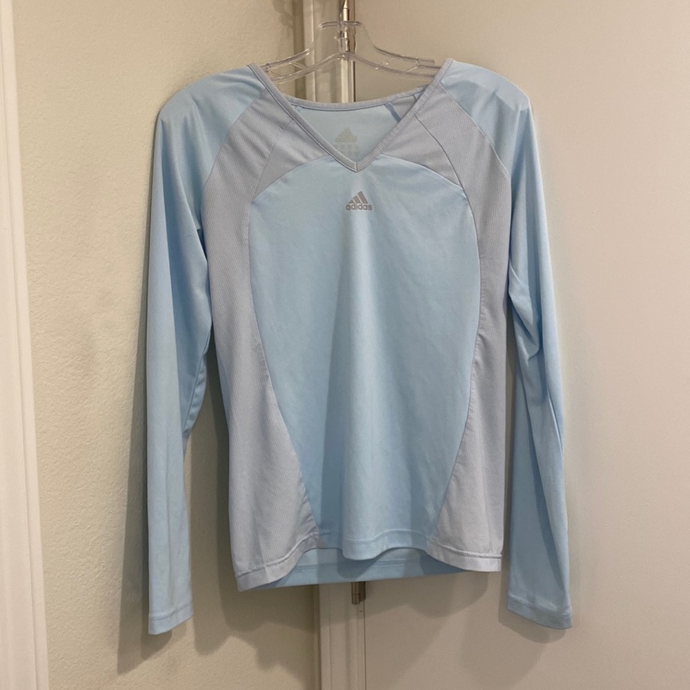 Blue Adidas long sleeve workout top, size S/XS